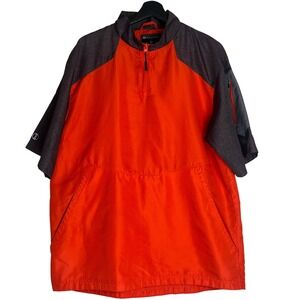 Holloway Mens Orange Grey Quarter Zip Short Sleeve Pullover Windbreaker Jacket M